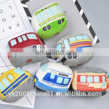 OEM custom promotion zipper plush bus keychain toy for child gifts and toys