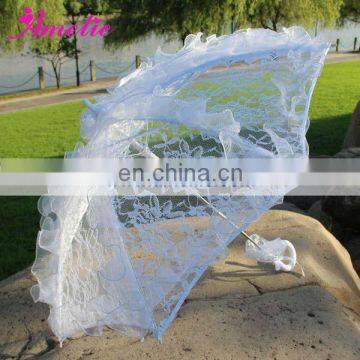 A0201 Roma White Parasol Umbrella with Lace Border