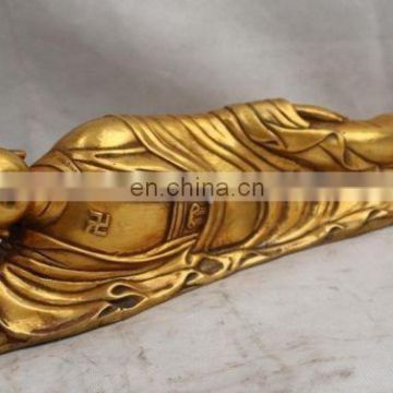 16" Chinese Tibet Buddhism Bronze Gilt Sleep Shakyamuni Sakyamuni Buddha Statue Reclining Buddha Statue Brass ART wholesalE