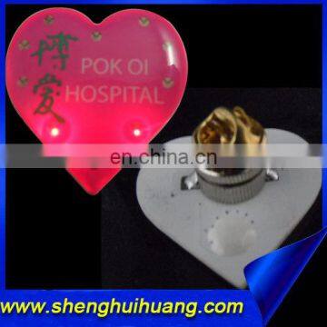 blinking led heart shaped lapel pins