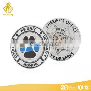 Shiny Silver Custom Hard Enamel Sheriff's Office Challenge Coin