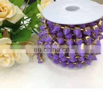 hot sell spike rhinestone metal chain trim on clothing bags garment accessories