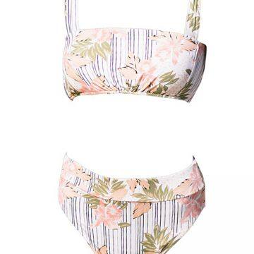 Two Pieces Sexy Girl Flower Print Breathable High Waist Bikinis Woman Swimwear 2020 photo-4