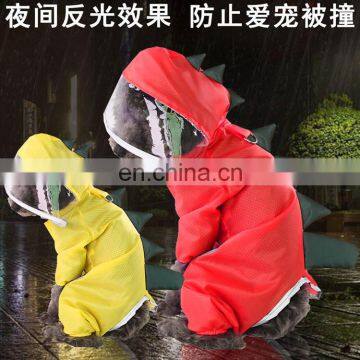 Summer Four Legged Reflective Strip Small Dog Dinosaur Raincoat photo-5
