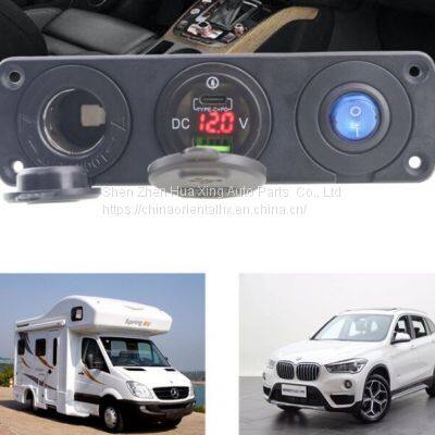 PD QC3.0 12v Dual Usb Charger Socket Panel Mount photo-2