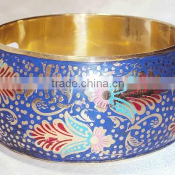 Metal Bangle Blue Background With Blooming Buds 13419