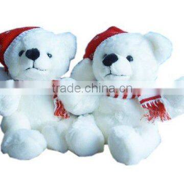 Cute Christmas bear white plush soft toys/bear toy
