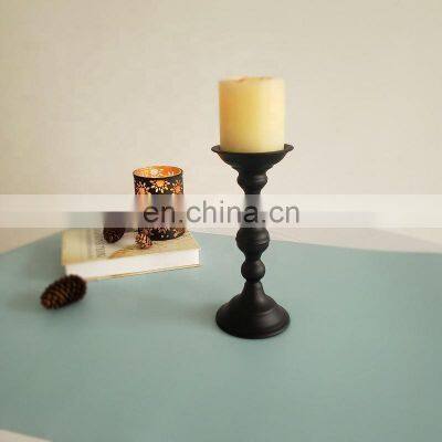 Home Decor Matt Black Candle Stand Pillar Metal Candle Holder