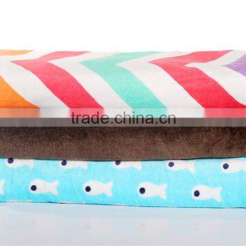 Foshan lishui towel manufactory custom label velour reactive printed beach towel