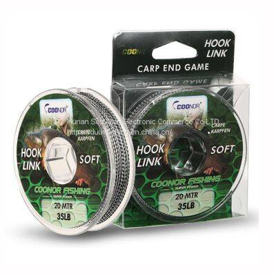 Fishing Line Coated braid HookLink in Green- 20 M for Carp rig SKIN LINE Each Spool-15LB/20LB/35LB Carp Fishing Tackle