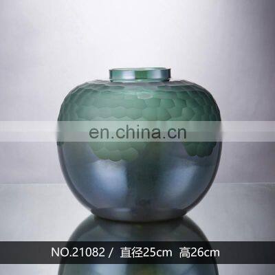 Modern Design Scale Pattern Glass Vase Decor High End Flower For Home Decoration photo-2