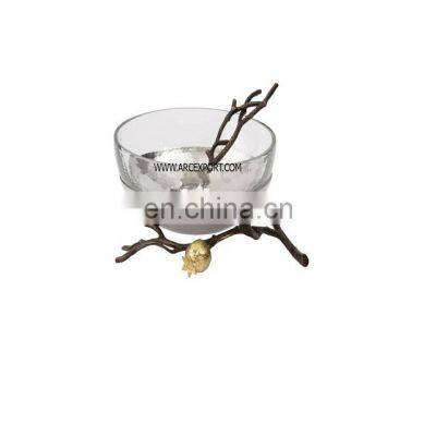 glass & brass metal butterfly Bowl