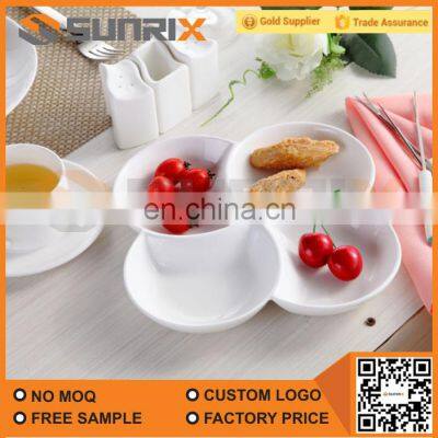 New Arrival Elegant White Color 4 Grids Ceramic Plate for Breakfast photo-2
