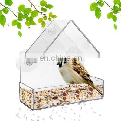 Wholesale Modern Style Strong 3 Suction Outdoors Window Acrylic Bird Feeders Outside
