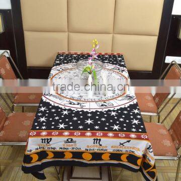 Indian Cotton Table Cloth Black Zodiac Horoscope Printed Dinning Table Cloth Vintage Wall Hanging Throw Bed Sheet Cover TC5 photo-4