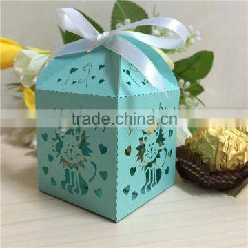 Wholesales 2016 Latest Design Cute Animal Laser Cut Baby Shower Candy Box