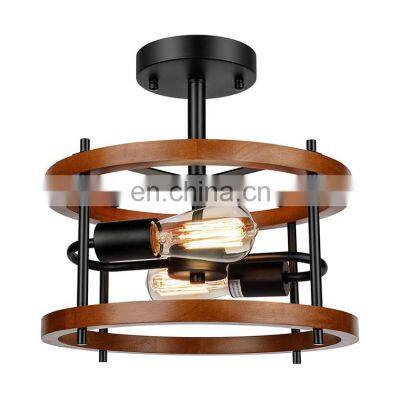 Custom Wood Bead Ring Bedroom Nordic Lighting Decoration Wooden Modern Led Chandelier