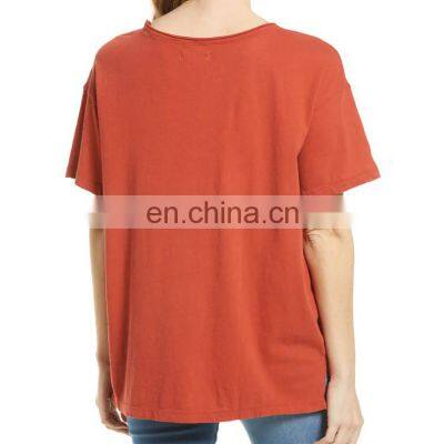 Summer Women Solid Short Sleeve T Shirt Casual Round Neck Bamboo Women t Shirt With Your Logo photo-2