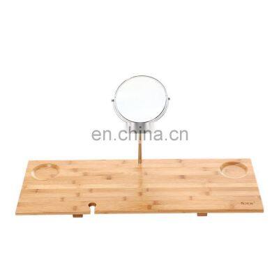 Multi-Function Luxury Design Tablet PC Stand Extendable Natural Bamboo Bathtub Caddy Tray photo-5