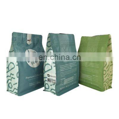 Wholesales square bottom packaging zipper plastic pouches food mylar laminated 250G coffee tea bags with valve