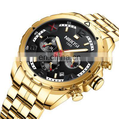 NIBOSI New Brand Quartz Watch Men Sport Watches Men Steel Band Military Clock Waterproof Gold Wrist Mens Watch Relogio Masculino photo-3