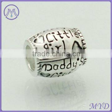 925 sterling silver daddy's little girl bead charms for European bracelets