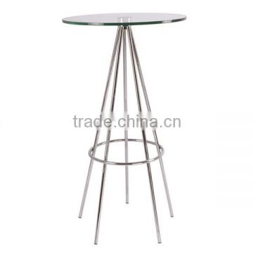 metal legs glass top bar table