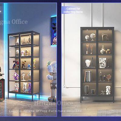 Double Door Glass Display Case with Lock | LED Lighted Steel Frame | Professional Retail & Commercial Spaces – DC-1800LS-05