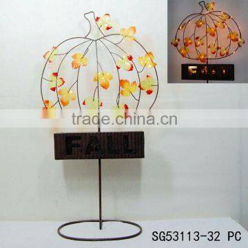 outdoor metal wire pumpkin decoration with led light