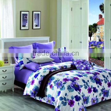 purple flower adult cotton disperse printing duvet cover set