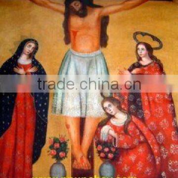 Art Oil Painting "Christ of Earthquakes" 47x31" Peru