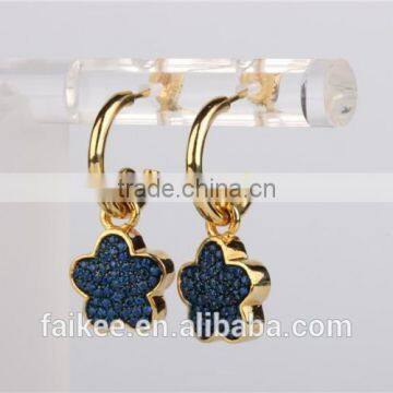 Wholesale Fashion Lady's Jewelry 925 Sterling Silver Earring Gold Plated Wax Micro Pave Setting Earring photo-4