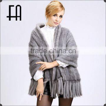 Factory direct wholesale price mink knitted fur scarf /mink fur scarf