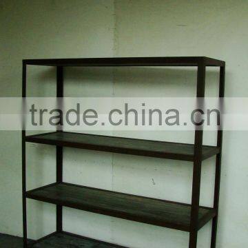 archaize living room furniture with a metal wooden bookshelf