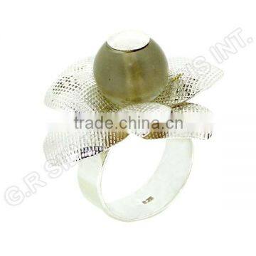 wholesale new fashion flower handmade ring,solid sterling 925 silver gemstone beads ring