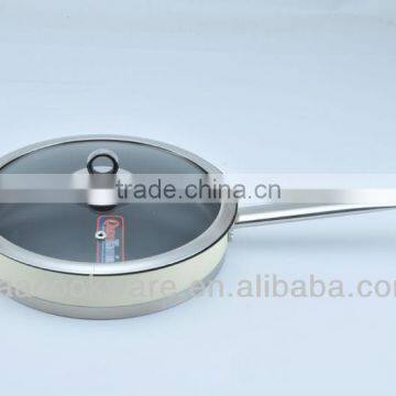 China stainless steel kitchenware cooking fry pan with Transparent high-temperature painting non-stick inside