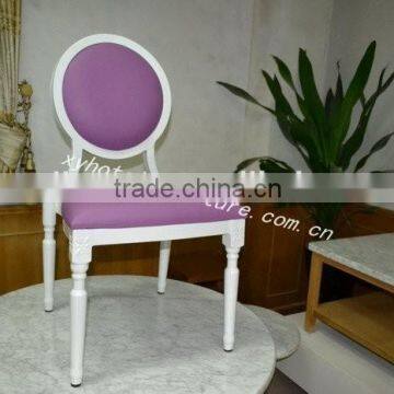 Light purple fabric white wooden frame restaurant chair XY0186