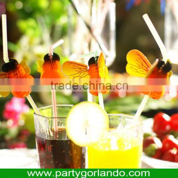 Hot selling bee drinking cocktail decorative straws