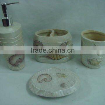 Polyresin sea shell design bathroom set,4asst.