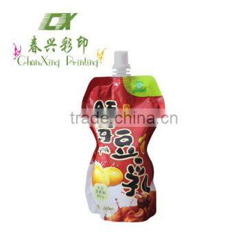 Special shape stand up pouch with spout for soybean milk