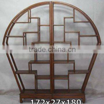 Chinese antique movable red round bookshelf