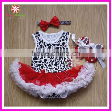 Wholesale giraffe baby girl romper bodysuit pettiskirt with headband and shoes