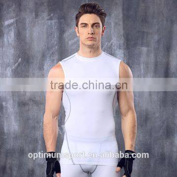 Top performance mens high quality sleeveless sports base layer