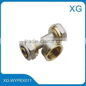 Brass female threaded tee for PEX/AL/PEX pipe fittings/Brass compression fittings