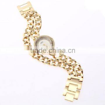 Women's Stainless Steel Band Rhinestone Luury Fashion Quartz Analog Wrist Watches Gold photo-2