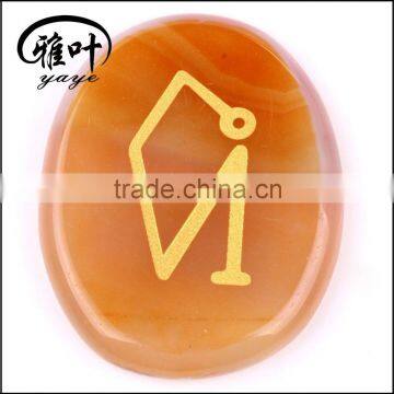 45*35*7mm Carnelian Engraved Gemstone Reiki Healing Stone Set photo-3