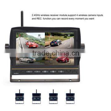 Wireless rear view monitor with 4 CH rear view system 800* 480