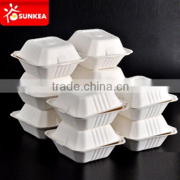 Compostable clamshell sugarcane pulp take away box                        
                                                Quality Choice