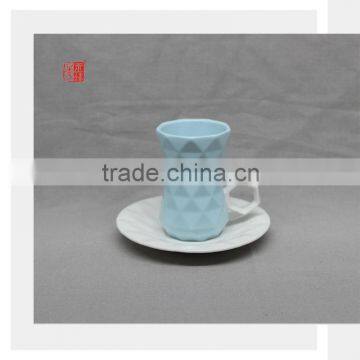 Chinese Color Clay Ceramic Glazed Cups and Saucer Set