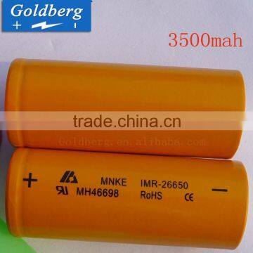 Premium original mnke wholesale mnke 26650 battery mnke imr 26650 3.7v 3500mah high drain battery for power tools